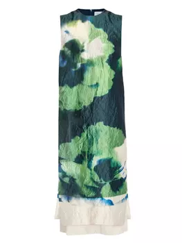 ERDEM платье миди с цветочным принтом, зеленый