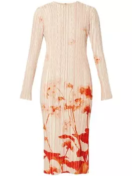 ERDEM платье миди с длинными рукавами, красный