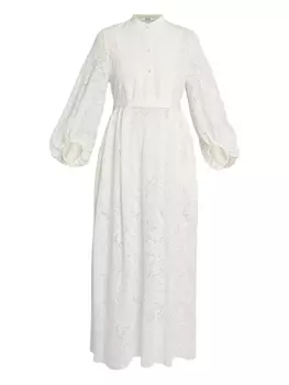 ERDEM платье миди с длинными рукавами и поясом, белый