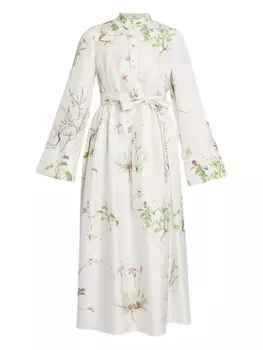 ERDEM платье миди с длинными рукавами, белый