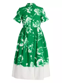 ERDEM платье-рубашка с цветочным принтом, зеленый