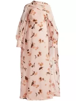 ERDEM платье с длинными рукавами и драпировкой, розовый