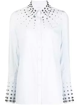 ERDEM поплиновая рубашка Paola с заклепками, синий