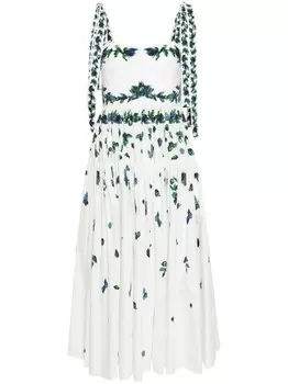 ERDEM ярусное платье миди с цветочным принтом, белый