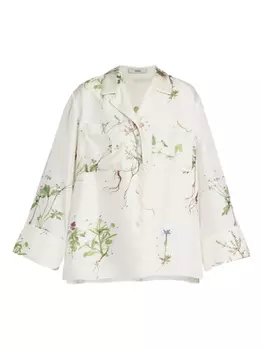 ERDEM шелковая рубашка с цветочным принтом, белый