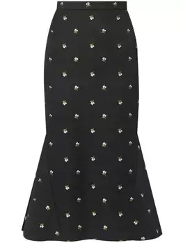 Erdem юбка-карандаш ERDEM с цветочным жаккардом и расклешенным кроем, черный