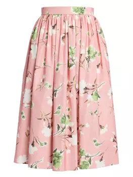 ERDEM юбка миди с цветочным принтом, розовый