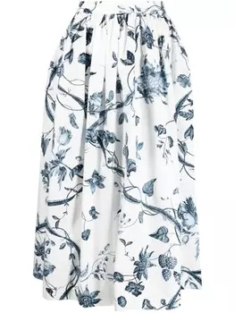 Erdem юбка миди с принтом, белый