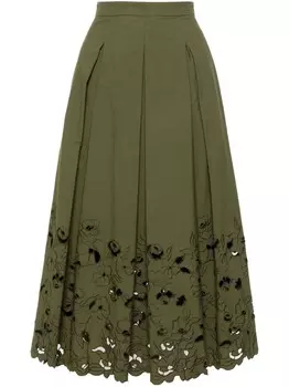 ERDEM юбка с цветочной аппликацией, зеленый