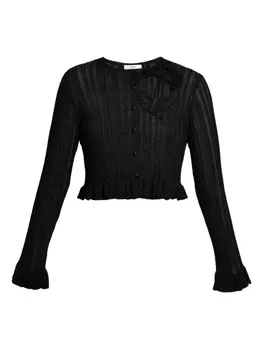 ERDEM укороченный кардиган с оборками, черный