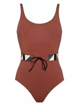 ERES купальник Damier с поясом, коричневый