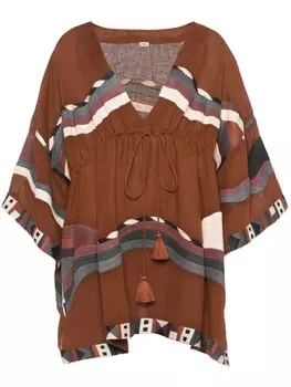 ERES льняной кафтан Solar с вышивкой, коричневый