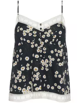 ERES пижамный топ с V-образным вырезом и цветочным принтом, черный