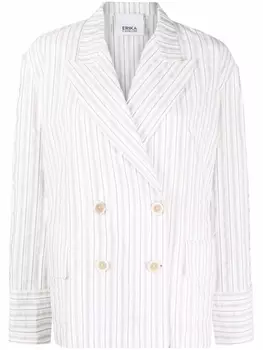 Erika Cavallini двубортный блейзер в тонкую полоску, нейтральный цвет
