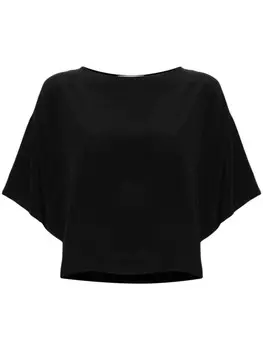 Erika Cavallini креповая блузка с вырезом-лодочкой, черный