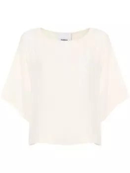 Erika Cavallini креповая блузка с вырезом-лодочкой, серый