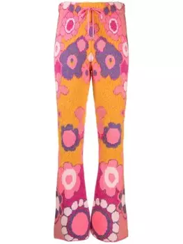 ERL floral-print drawstring flared trousers, розовый
