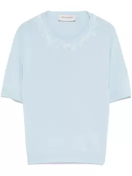 ERMANNO FIRENZE футболка с цветочной вышивкой, синий