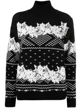 ERMANNO FIRENZE intarsia-knit virgin wool jumper, черный