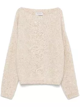 ERMANNO FIRENZE свитер с пайетками, коричневый