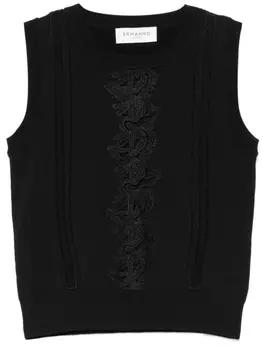 ERMANNO FIRENZE топ с кружевом, черный