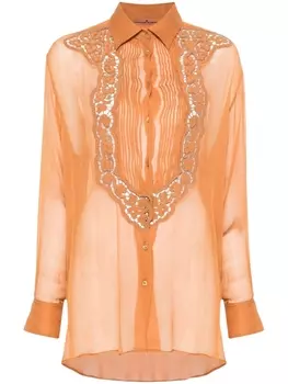 Ermanno Scervino блузка из ткани жоржет, коричневый