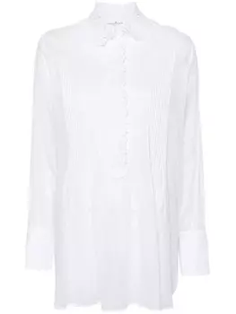 Ermanno Scervino блузка с цветочной вышивкой и складками, белый