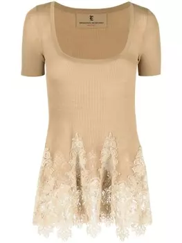 Ermanno Scervino блузка с кружевом, нейтральный цвет