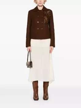 Ermanno Scervino двубортный пиджак с цветочной аппликацией, коричневый