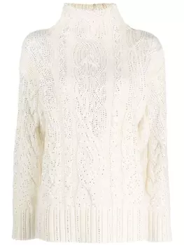 Ermanno Scervino джемпер с кристаллами, нейтральный цвет