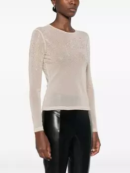 Ermanno Scervino футболка из сетчатой ткани, украшенная кристаллами, нейтральный цвет