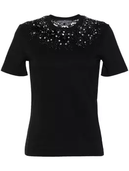 Ermanno Scervino футболка с кристаллами и кружевом, черный