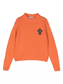 Ermanno Scervino Junior джемпер с нашивкой-логотипом, оранжевый