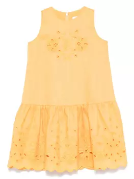 Ermanno Scervino Junior платье с английской вышивкой, желтый