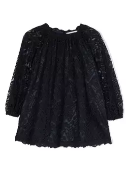 Ermanno Scervino Junior платье с вышивкой и складками, синий