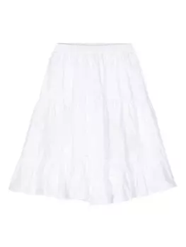 Ermanno Scervino Junior поплиновая юбка с кружевом, белый