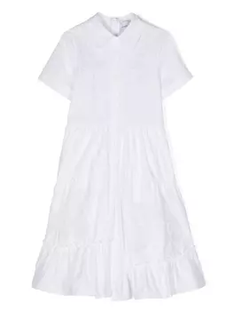 Ermanno Scervino Junior поплиновое платье с кружевом, белый