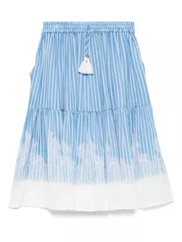 Ermanno Scervino Junior ярусная юбка в полоску, синий