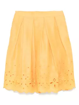 Ermanno Scervino Junior юбка с английской вышивкой, желтый