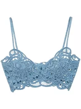 Ermanno Scervino кружевной топ, синий
