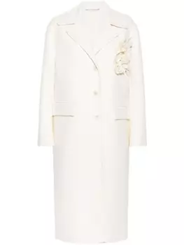 Ermanno Scervino однобортное пальто с цветочной аппликацией, нейтральный цвет