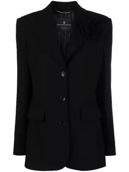 Ermanno Scervino однобортный блейзер с цветочной аппликацией, черный