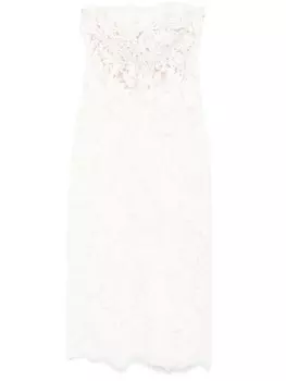 Ermanno Scervino платье миди с цветочной вышивкой, нейтральный цвет