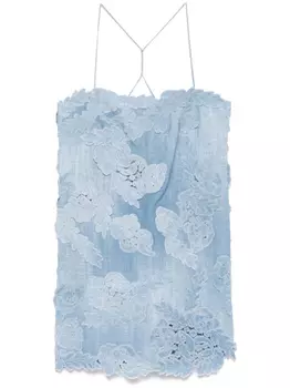 Ermanno Scervino платье мини с цветочной аппликацией, синий