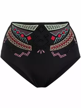 Ermanno Scervino плавки бикини с завышенной талией и вышивкой, черный