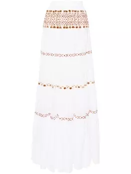 Ermanno Scervino ярусная юбка макси с завышенной талией, белый