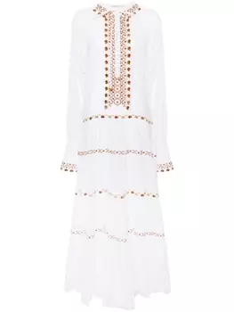 Ermanno Scervino ярусное платье макси с круглым вырезом, белый