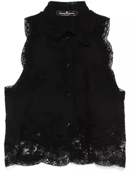 Ermanno Scervino рубашка с цветочной аппликацией, черный