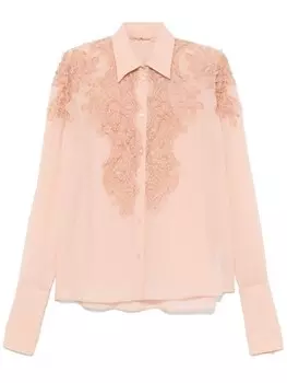 Ermanno Scervino рубашка с кружевом, розовый
