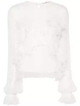 Ermanno Scervino шелковая блузка с цветочной аппликацией, белый